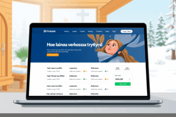 Henkilö hakee lainaa verkossa tietokoneen kautta