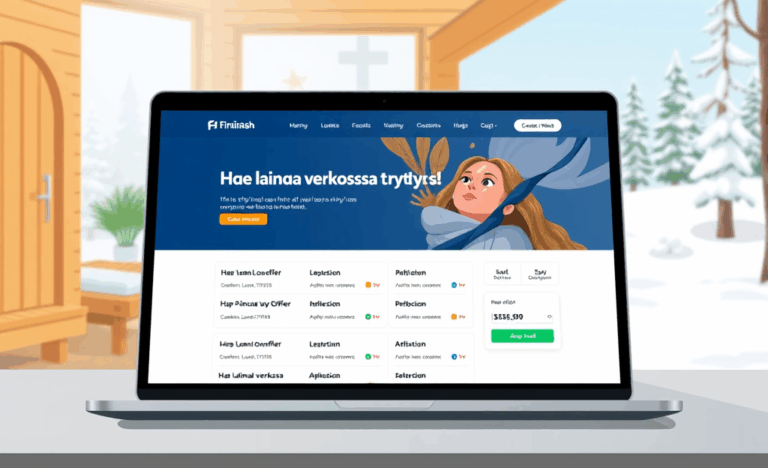 Henkilö hakee lainaa verkossa tietokoneen kautta