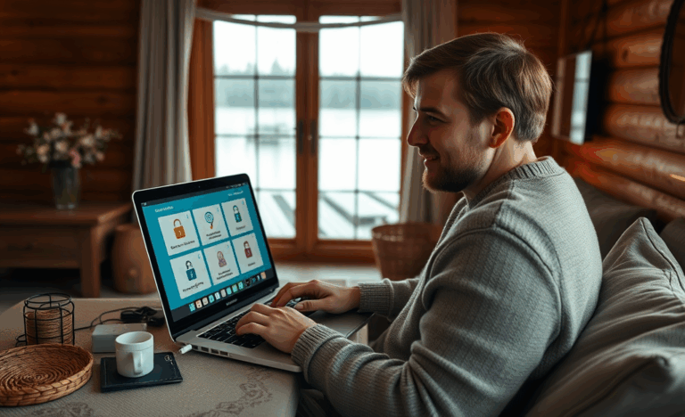 Kuvassa korostetaan turvallista digitaalista luottoa ja tietosuojakäytäntöjä.