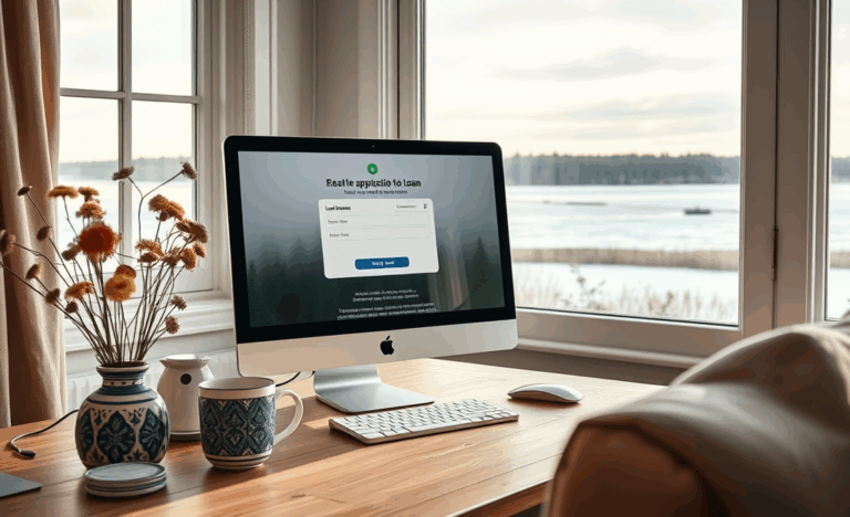 A person applying for a loan online without paperwork