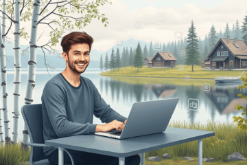Image of a person using a laptop to apply for a Ferratum online loan.