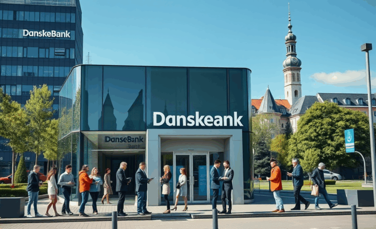 Kuva Danske Bankin toimipisteestä, jossa tarjotaan erilaisia lainavaihtoehtoja asiakkaille.