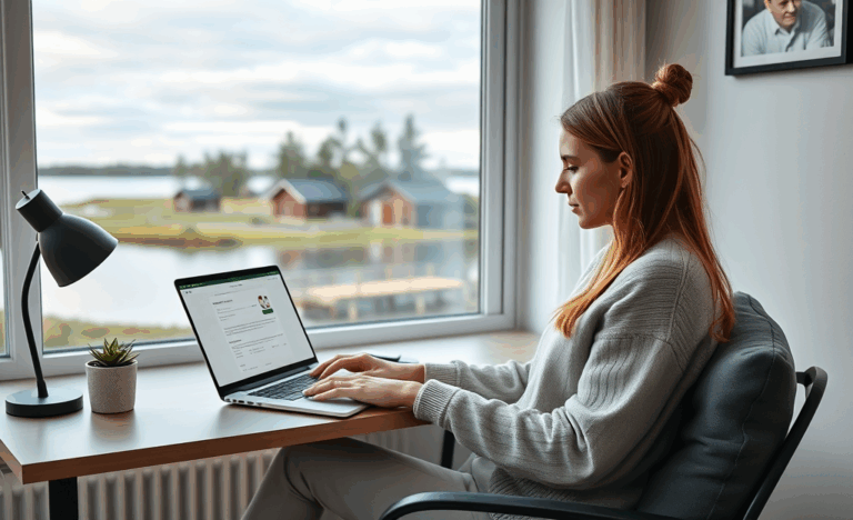 Mies täyttää lainahakemusta Saldo Finance -verkkosivulla kannettavalla tietokoneella.