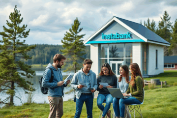 Kuva henkilöstä täyttämässä lainahakemusta Instabankin verkkosivuilla.