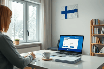 Tietokoneen näyttö ja verkkopankin lainahakemus BlueStep Bankilta